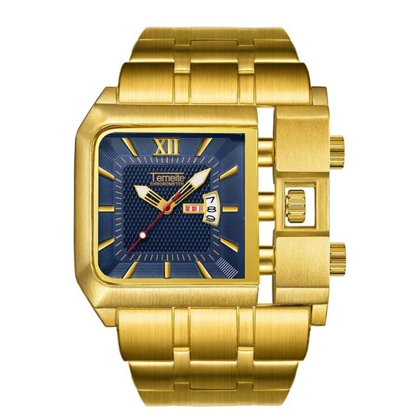 Relojes de pulsera Deportes brasileños Dial grande Banda de acero inoxidable Calendario doble para hombres Reloj de cuarzo impermeable Relojes Para Hombre 231115