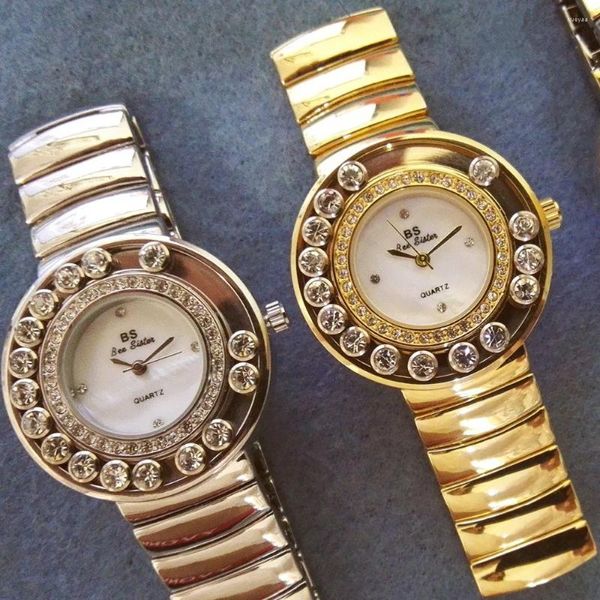 Relojes de pulsera BS marca mujer reloj de cuarzo moda lujo damas vestido de diamante pulsera relojes de oro reloj femenino Montre Femme Relogio