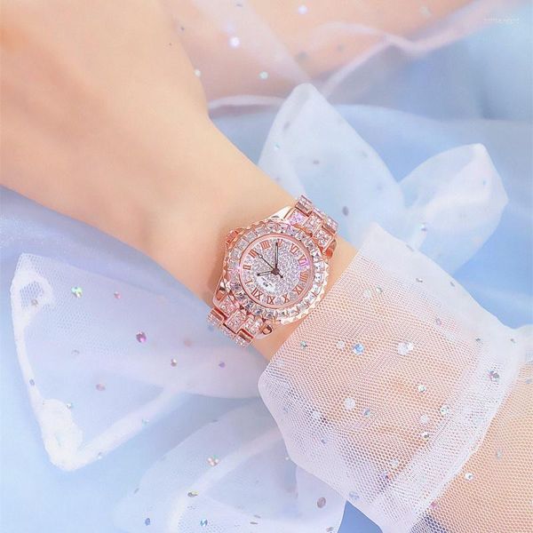 Relojes de pulsera BS Full Diamond Brand Reloj de mujer Cuarzo Moda