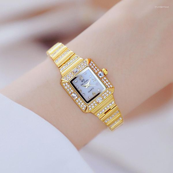 Relojes de pulsera BS, reloj de mujer con diamantes completos, pulsera de cristal para mujer, Relojes de pulsera, Relojes de cuarzo para mujer 165135