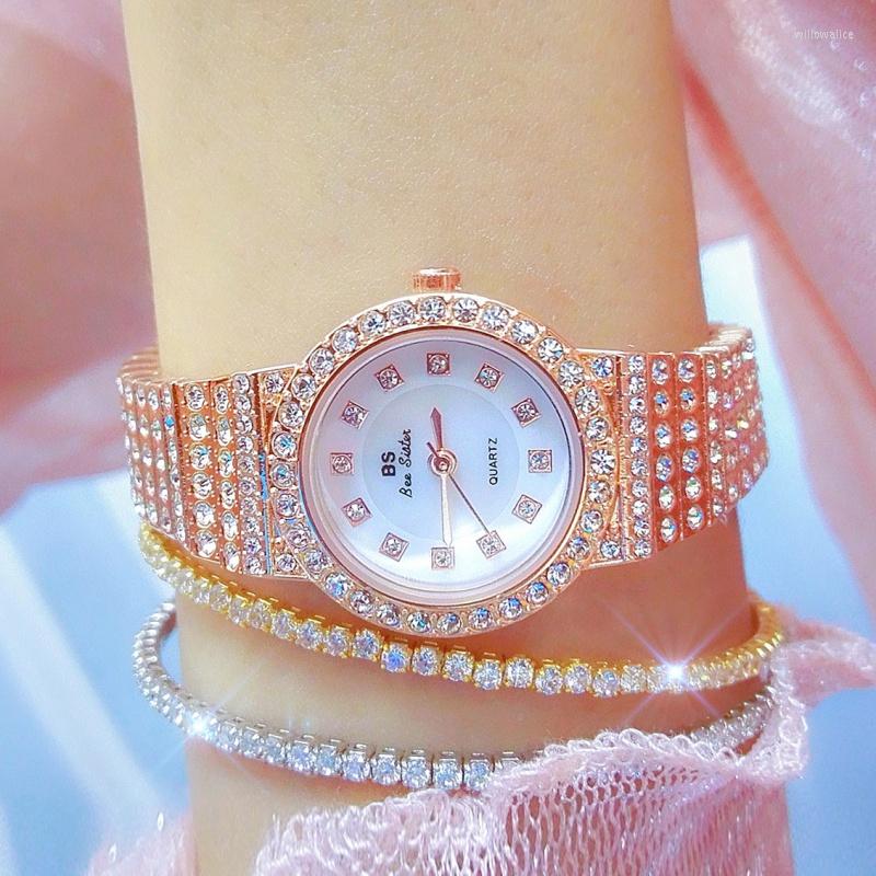 Relógios de pulso BS Ladies Assista Starry Diamond Quartz Fashion