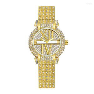 Montres-bracelets BS Chaîne de Montre Diamant Complet Argent Femme Avec Strass Quartz Mode 1036
