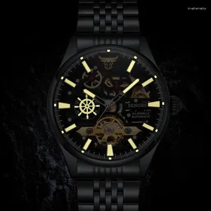 Montre-bracelets Bull Head Time Tourbillon Squelette mécanique Watch For Men Automatic Man Luminous Tamesproof Clock Reloj