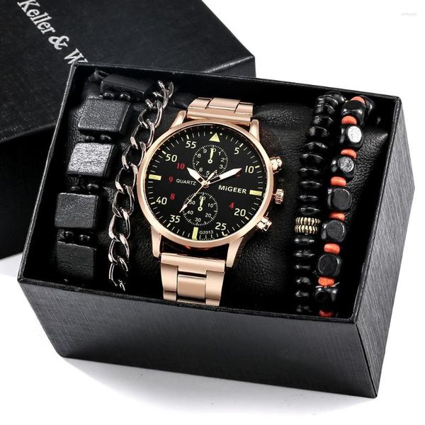 Montres-bracelets montre homme d'affaires Bracelet ensemble avec boîte Quartz Durable montre-bracelet hommes chaîne anniversaire cadeaux Kit pour petit ami