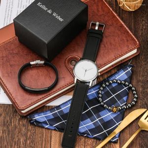 Horloges Zakelijk quartz polshorloge voor heren Armband cadeauset Heren Luxe titanium staal Regalos Para Hombre