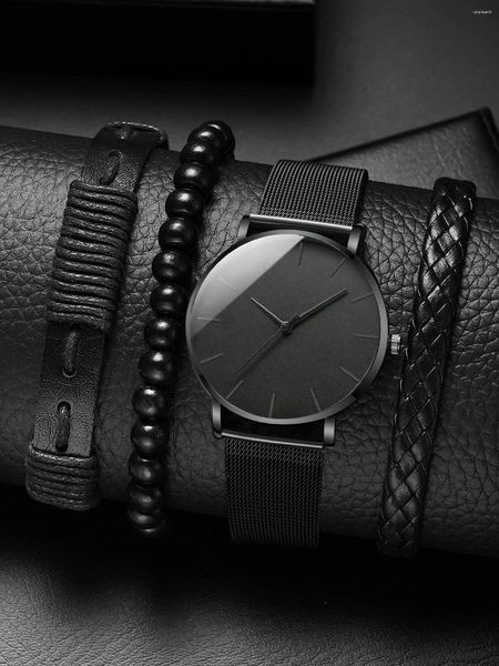 Montre-bracelets Watch Watch Set Black Fashion Men Sports montre l'homme