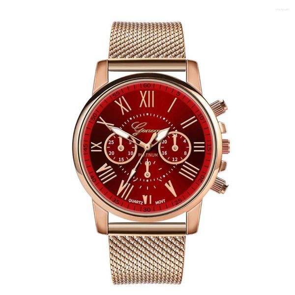 Relojes de pulsera Relojes de mujer de negocios Moda Ginebra Marca Número romano Reloj simple Kol Saati Montre Femme Relogio Feminino