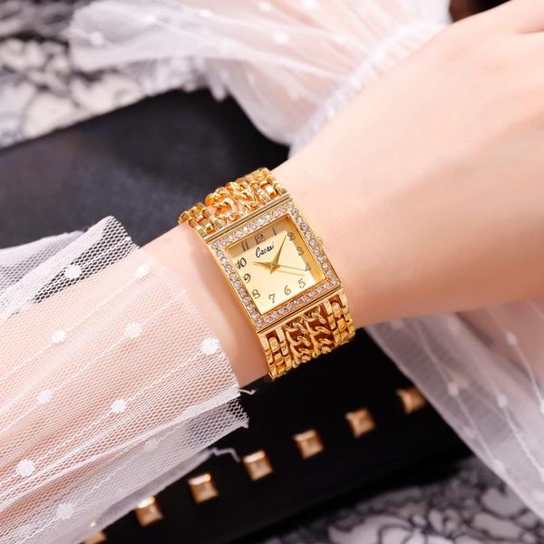 Montres-bracelets Cacaxi mode chaîne Bracelet or Rose montres 2023 dames montre femmes carré femme Quartz-montre-Bracelet A048