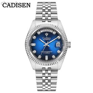 Montre-bracelets CaDisen 38 mm Classic Mens Watchs Mechanical Weeks Diamond Diamant Luxury Automatic Watch Men Japan Miyota Movt Sapphire Crystal D240417