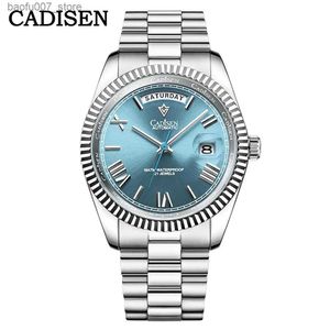 Montre-bracelets CaDisen C8185 Ice Blue Dial Sapphire Glass Mens Japonais Miyota-8285 Mov Mens Mechanical Diving Automatic Diving Watch