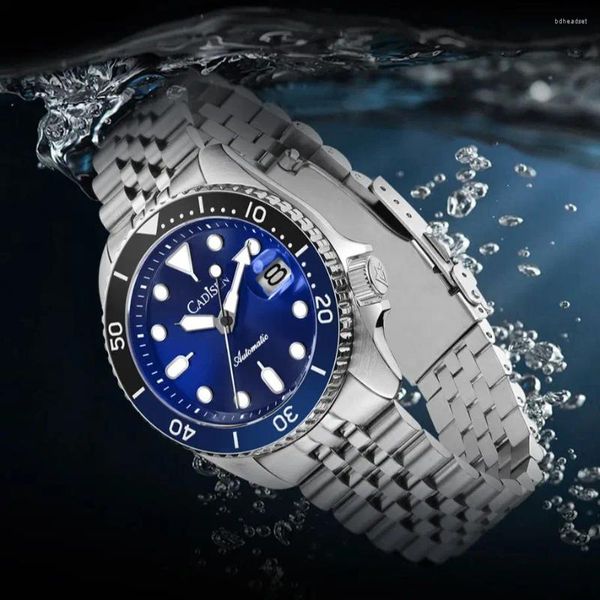 Montres-bracelets CADISEN Montres pour hommes Montre-bracelet mécanique de plongée pour hommes Montre automatique de luxe AR Sapphire Crystal Japon NH35 Movt 2023