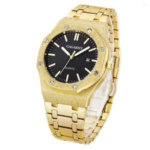 Montre-bracelets Cagarny Business Watches Men Brand Golden en acier inoxydable Quartz Military Imperproof Luminous Sport Corloge de sport Relogio