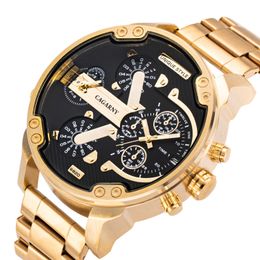 Horloges Cagarny Dual Display Luxe Horloge Heren Sport Quartz Klok Mode Heren Horloges Gouden Stalen Horloge Relogio Masculino Drop 230821