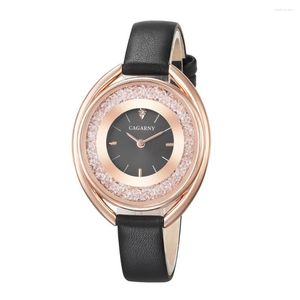 Horloges Cagarny Mode Vrouwen Horloges Vrouw Hip Hop Bling Diamanten Horloge Vrouwelijke Quartz Klok Zachte Lederen Band Horloge Montre Femme