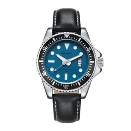 Montre-bracelets Cagarny Rôle Quartz Watch Men Fashion Mens Menties Geothine Leather Watchband Date Sport Military Reloj Hombre 224n
