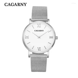 Montre-bracelets Cagarny Top Brand Mens Mens Watchs Luxury Quartz Watch Men Men Sobrave en maille en acier inoxydable