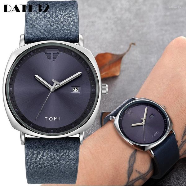 Montres-bracelets Calendrier Montre Pour Hommes Style Simple Cadran Quartz Montres-Bracelets En Cuir Décontracté Montre-Bracelet Hommes Minimaliste Noir Marron ClockWristw