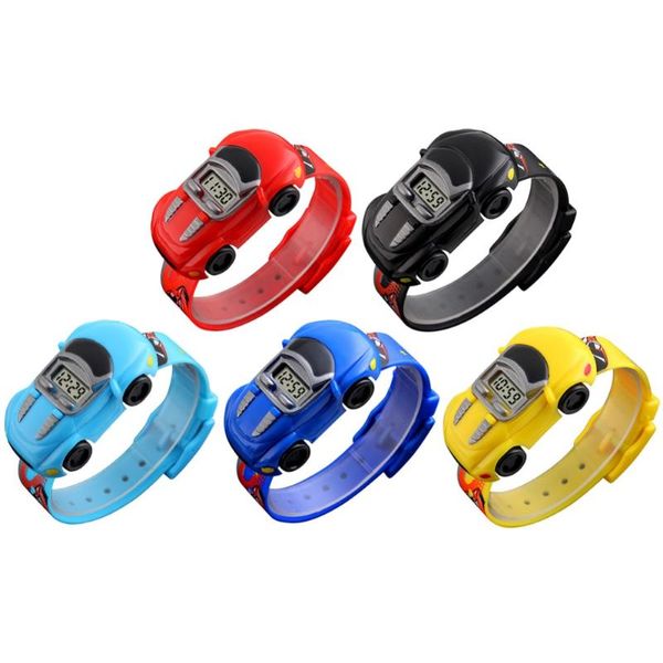 Montres-bracelets voiture de bande dessinée enfants montre jouet pour garçon bébé mode montres électroniques forme innovante enfants cadeau de noël Niños