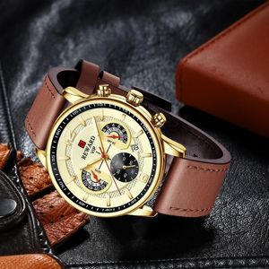 Montres-bracelets Casual Cuir Hommes Montres Top Sport Quartz Hommes Montre Étanche Chronographe Montre-Bracelet Relogio Masculino BoxMontres-Bracelets Wris