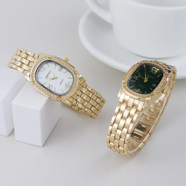 Montres-bracelets Casual Luxe Mode Ovale Bande En Métal Montres Pour Femmes 2023 Marque Simple Rectangle Strass Dames Quartz Montre-Bracelet Femme