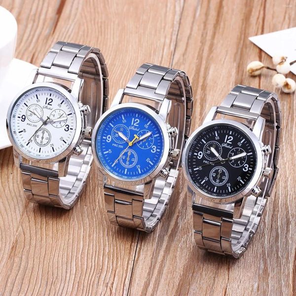 Montres-bracelets décontracté numéro cadran montre à quartz marque ceinture en acier pour hommes rond affaires horloge de luxe Relogio Feminino