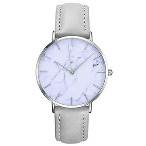 Montres-bracelets Casual Cadran rond Horloge en cuir Montre en marbre Poignet à quartz