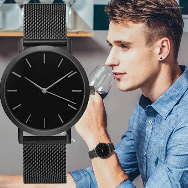 Montres-bracelets montres simples décontractées pour hommes femmes luxe en acier inoxydable en acier inoxydable quartz wrist wistarch robe dames watch watch reloj