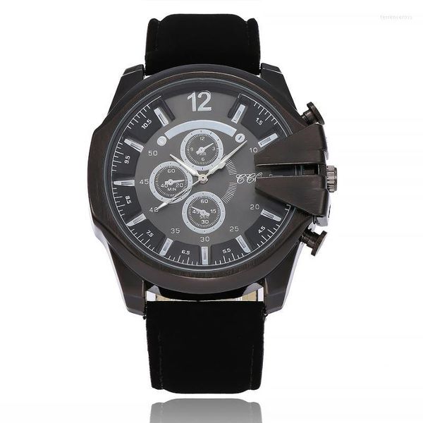 Montres-bracelets CCQ marque hommes en cuir militaire montre-bracelet de luxe mâle Sport montres Quartz heures horloge Relogio Masculino
