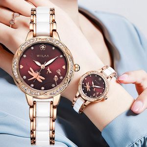 Montres-bracelets bracelet en céramique or Rose Vintage femme horloge Bayan Kol Saati dame montre-bracelet femmes créatives pour Relogio Feminino 2023