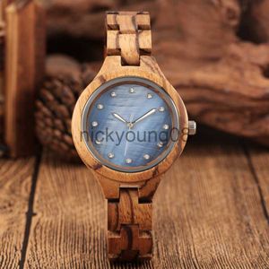 Montres-bracelets Charme Concis Bleu Cadran Strass Quartz En Bois Dames Réglable Bande En Bois Bracelet Femmes Poignet Reloj Mujer 0703