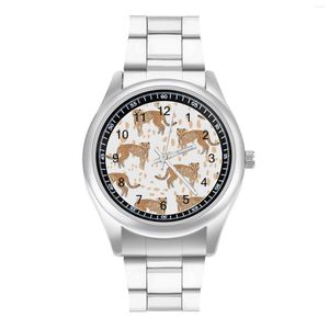 Montres-bracelets motif guépard léopard montre à quartz animaux sauvages affaires poignet soigné conception en acier bonne qualité fille montre-bracelet