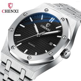 Montre-bracelets Chenxi 8248 Quartz masculin Watch Silvery Luminal imperméable de la mode en acier