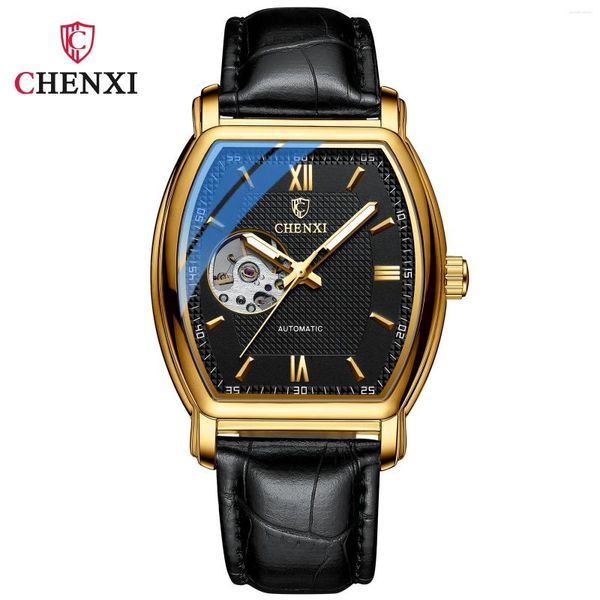 Montre-bracelets Chenxi 8815A Montre mécanique masculine haut de gamme Automatic carré automatique creux out