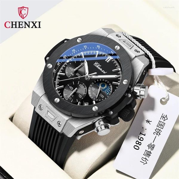 Relojes de pulsera CHENXI 939 Reloj casual para hombres Reloj de pulsera de cuarzo deportivo resistente al agua de silicona de lujo Cronógrafo Relojes militares Relogio Masculino