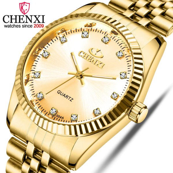 Montres-bracelets CHENXI hommes montre en or mâle en acier inoxydable Quartz doré hommes pour homme Top marque de luxe montres à quartz cadeau horloge 230905