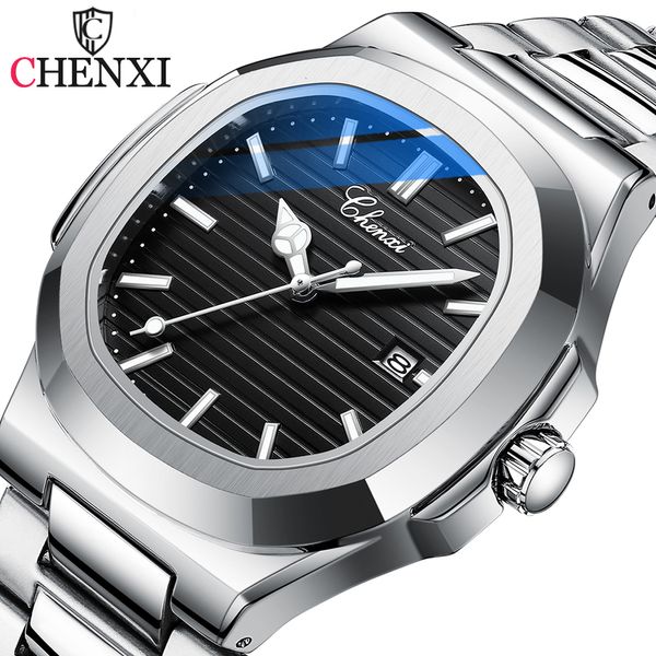 Montres-bracelets CHENXI Hommes Montres Business Clock Top Marque De Luxe Quartz Hommes Montre En Acier Inoxydable Étanche Lumineux Montre-Bracelet 230215