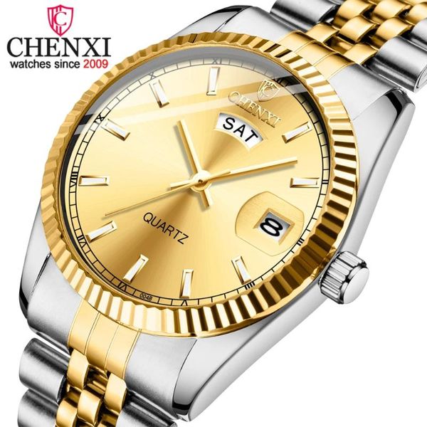 Montre-bracelets Chenxi Watch for Men Top Fashion Full Steel Quartz Montres Date Business Horloge de bracelet Male