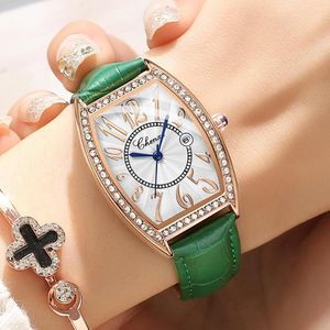 Montres-bracelets CHENXI Montre Femmes Luxe Diamant Montres Mode Rose Or Tonneau Cadran Bande En Cuir Auto Date Quartz Dames Reloj
