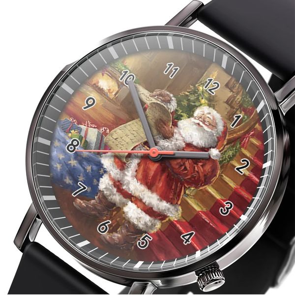 Montres-bracelets cadeau de Noël montre tendance de la mode pour hommes et femmes Père Noël feu de joie bonhomme de neige lampe montres quartz sport montre-bracelet 231118
