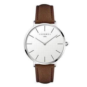 Polshorloges Chronos 1898 Men Women Simple Quartz Watch Case unisex paar lederen horloges grote analoog gezicht bruin zwart montre femme