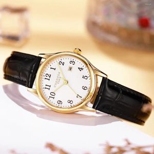 Montre-bracelets Chronos Luxury Watch For Woman High Quality Ladies Quartz Afficier Date Date en cuir Femmes Watchs Reloj Box