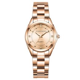 Montres-bracelets Chronos Montres pour femmes rondes en acier inoxydable montre quartz rose or bling dames cadeaux254r