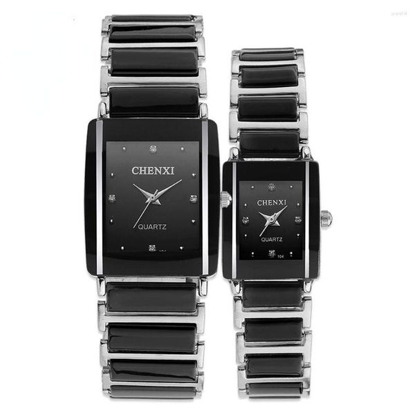 Relojes de pulsera Reloj clásico de moda para mujer Marca de alta calidad Hombres Parejas Ocio Reloj de pulsera de cerámica cuadrado impermeable