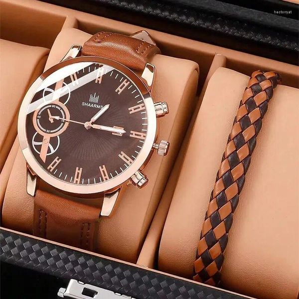 Muñecos de pulsera Men clásicos Relojes Round Big Dial Strap Fashion Business Business Casual Watch Sports Quartz Muñ para reloj para calendario