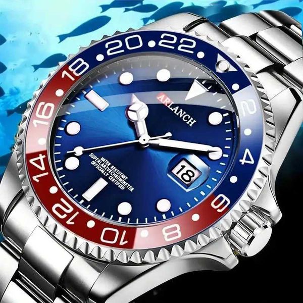 Montre-bracelets classiques quartz Green Ghost Diver Series en acier inoxydable imperméable Calendrier horloge de luxe RELOJ Hombre D240430