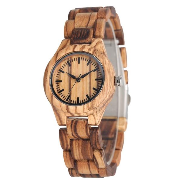 Relojes de pulsera Clásico Reloj de madera real Mujeres Escala simple Pantalla Dial Reloj de cuarzo Pulsera de madera Damas Regalos superiores Artículo 2022 Relojes de pulsera
