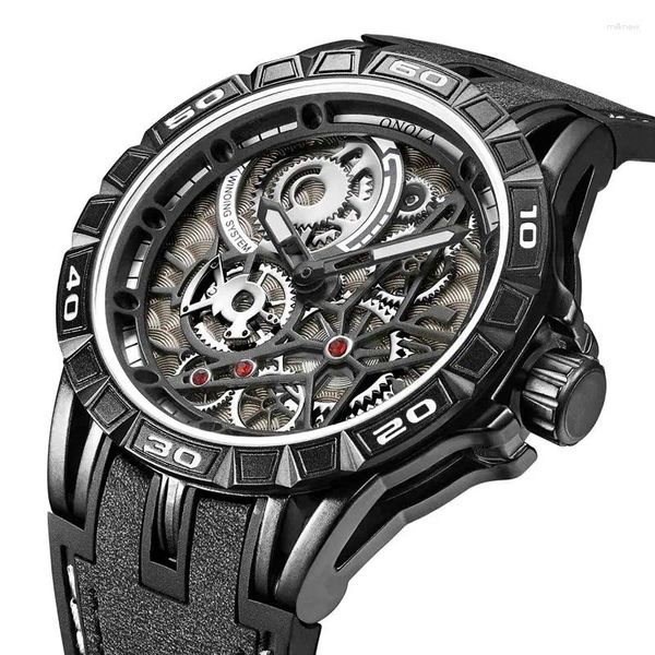 Relojes de pulsera Clásico Diseño único Deportes Hombres Reloj Cinturón Relojes de cuarzo impermeables Moda Personalidad de negocios Tendencia Gear Cuero