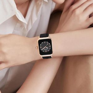 Montre-bracelets Chirelles chics de bracelet élégant Rectangle Rectangle Rectangle Casual Watch with Faux Leather Strap Quartz Mouvement Fashion For Dames