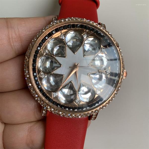 Relojes de pulsera Ventas de liquidación Exagerado Enorme Gota de agua Cristales Relojes Mujeres Impresionante Inusual Gran Vestido de moda Reloj de pulsera Cuero