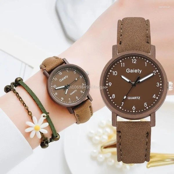 Montres-bracelets horloge pour femmes lumineux chiffres arabes montres princière Quartz luxe dames en cuir Relogio Feminino